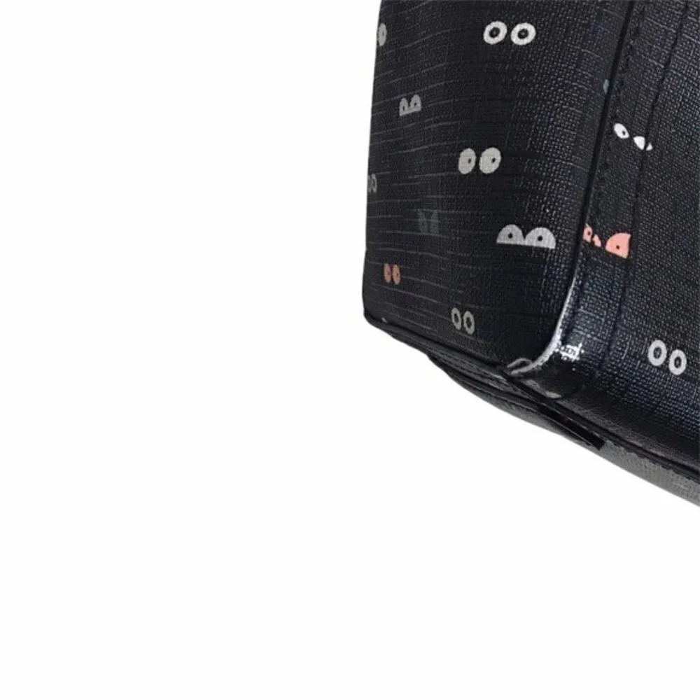 Fossil Black Vegan Leather Glowy Eyes Tote